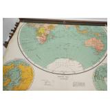 Vintage Pull Down Wooden Cassette Map Rack (9 Charts)