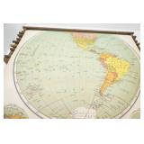 Vintage Pull Down Wooden Cassette Map Rack (9 Charts)