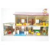 Vintage Marx tin lithograph dollhouse. 1950s (w/accessories)