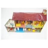 Vintage Marx tin lithograph dollhouse. 1950s (w/accessories)