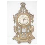 Vintage Mantle Clock. (battery-operated) Metal Mold? Cherubs