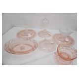 Vintage Pink Depression Glass Pieces. Federal Glass Dutch Rose Pattern