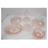 Vintage Pink Depression Glass Pieces. Federal Glass Dutch Rose Pattern
