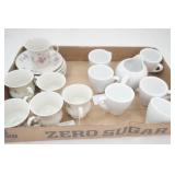 Vintage L. Hirondelle Tea Cups & Saucers, White Ceramic Espresso Cups and Creamer