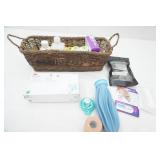 Wicker Storage Basket with Health Supplies