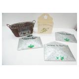 Galvanized Letters to Santa Holders, Wicker Basket, wooden Merry Christmas wall Card Holder