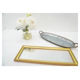 Galvanized Platter, Decorative Mirror, Peony Arrangement in Epoxy
