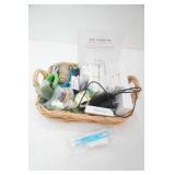 Office Supplies & Wicker Basket Tray