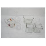 Clear Glass Pitcher, Terrarium, Creamer, Vases, Bowl