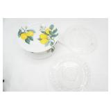 Clear Pressed Glass Cake Plates, Ceramic Pedestal CaKe Plate-Lemon Tree