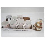 Vintage Holiday Mugs, Collectible Holiday Musical Snowglobe