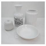 White Glaze Ceramic Covered Canister, Vases, bowl
