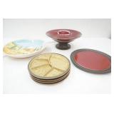 Stoneware Divided Plates, Fruit Bowl & Plate (PartyLite-plate has a crack) Tuscany Bowl