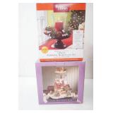 Pedestal Hurricane Set, Victorian Santa House Weather Vane Figurine