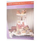 Pedestal Hurricane Set, Victorian Santa House Weather Vane Figurine