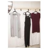 (3ct) New/Like New Black Jumper, Maroon Dress, Grey Sweater Cover. Size L, 6P, L