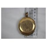 Antique Gold Pocket Watch - Engraved Case, White Dial, Open-Face, Crown-Wind 3' Antique Gold Pocket Watch - Engraved Case, White Dial, Open-Face, Crown-Wind 3'