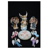 Angel Figurines & Decorative Plate (Lot of 8) Many Sizes Angel Figurines & Decorative Plate (Lot of 8) Many Sizes