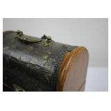 Pair of Antique Wooden Boxes with Floral Lacquer Panels and Brass Hardware Pair of Antique Wooden Boxes with Floral Lacquer Panels and Brass Hardware