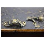 Pair of Antique Wooden Boxes with Floral Lacquer Panels and Brass Hardware Pair of Antique Wooden Boxes with Floral Lacquer Panels and Brass Hardware