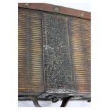 Pair of Antique Wooden Boxes with Floral Lacquer Panels and Brass Hardware Pair of Antique Wooden Boxes with Floral Lacquer Panels and Brass Hardware