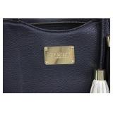 bebe Pebbled Leather Satchel Handbag - Black with Gold Hardware bebe Pebbled Leather Satchel Handbag - Black with Gold Hardware