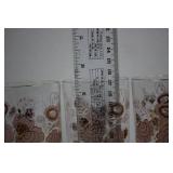 Floral Pink Glass Tumblers - Gold Rim - Set of 5 Floral Pink Glass Tumblers - Gold Rim - Set of 5