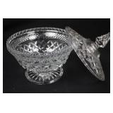 Crystal Glassware Set - 6 Glasses, Lidded Sugar Bowl, Compote & Square Dish Crystal Glassware Set - 6 Glasses, Lidded Sugar Bowl, Compote & Square Dish