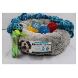 Top Paw Overstuffed Donut Dog Bed 22 x 22 x 6.5 in - Gray Plush Top Paw Overstuffed Donut Dog Bed 22 x 22 x 6.5 in - Gray Plush