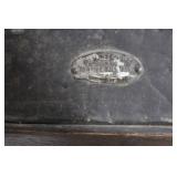 Antique Steamer Trunk with Iron Straps and Studded Hardware - Vintage Travel Chest Antique Steamer Trunk with Iron Straps and Studded Hardware - Vintage Travel Chest