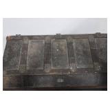 Antique Steamer Trunk with Iron Straps and Studded Hardware - Vintage Travel Chest Antique Steamer Trunk with Iron Straps and Studded Hardware - Vintage Travel Chest