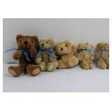 Teddy Bears - Plush Set with Blue Ribbons (Lot of 8) Teddy Bears - Plush Set with Blue Ribbons (Lot of 8)