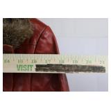 Red Leather Jacket with Shearling Collar - Belted Vintage Coat Red Leather Jacket with Shearling Collar - Belted Vintage Coat