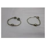 Pandora Bracelet - Disney Heart Bead Charms, Sterling Silver (Lot of 2) Pandora Bracelet - Disney Heart Bead Charms, Sterling Silver (Lot of 2)