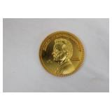 Gold-Tone Commemorative Medal - Left-Facing Bust, Coat of Arms Reverse Gold-Tone Commemorative Medal - Left-Facing Bust, Coat of Arms Reverse