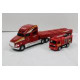Hummer H3 Coca-Cola Tractor with Red Trailer & Fire Rescue Truck (2-Piece Die-Cast Set) - 2003 Hummer H3 Coca-Cola Tractor with Red Trailer & Fire Rescue Truck (2-Piece Die-Cast Set) - 2003
