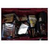 Assorted Blu-ray, DVD Discs Collection, CD's in Storage Bins Assorted Blu-ray, DVD Discs Collection, CD's in Storage Bins