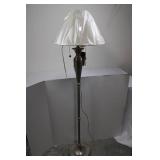Brentwood Collection Floor Lamp with White Shade, Pull Chains, Metal Finish Brentwood Collection Floor Lamp with White Shade, Pull Chains, Metal Finish