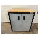 New Gladiator Freestanding 2 Door Garage Cabinet in Silver Tread with Wood Top