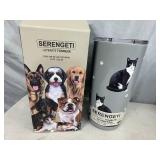 New Serengeti Vacuum Insulated Stainless Steel Tumbler with Lid - Black and White Cat
