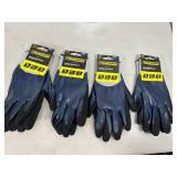 4 New Pairs of True Grip Water Resistant Work Gloves - Size Medium