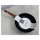 New 9.5 inch Elle Decor Designer Frying Pan with Wood Look Handle