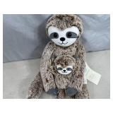 New 2 Piece Sloth Plush Toy and Rattle Baby Toy Set