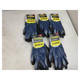 5 New Pairs of True Grip Water Resistant Work Gloves - Size L