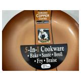 New 5 in 1 Copper Ceramic Coated 11 inch Frying Pan - Scuffed