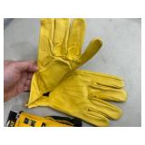 New Dewalt Leather Gloves and Coated Gripper Work Gloves - Size Medium