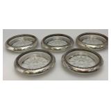 Vintage Silver Plate And Glass Coasters