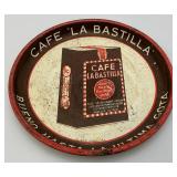 1940's CAFÉ La Bastilla 'BUENO HASTA LA ULTIMA GOTA' Metal Serving Tray 13'