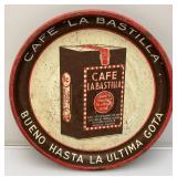 1940's CAFÉ La Bastilla 'BUENO HASTA LA ULTIMA GOTA' Metal Serving Tray 13'