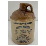 Two Collectible MCCormick 'Platte Valley' Striaght Corn Whiskey Miniature Jugs 5' & 6 3/4'